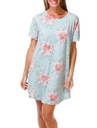 Thumbnail 3: FLORA Women's Short Sleeve Floral Sleep Shirt  
