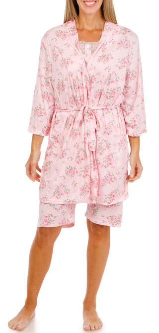 Thumbnail 1: Catherine Malandrino Women's 3 Pk Robe Bermuda Short Sleep Set 