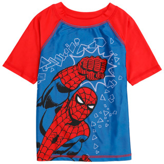 Thumbnail 1: Marvel Little Boys Short Sleeve Spider-Man Swim Shirt 