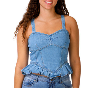 Thumbnail 3: Lone Star Juniors Sleeveless Denim Ruffle Bottom Tank 