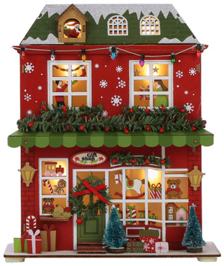 Thumbnail 2: Magical Season 9.5 In LED Light Up Wooden Christmas Gift Shop Decor  