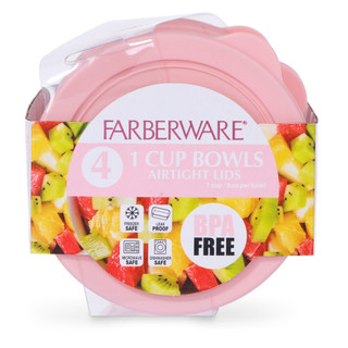 Thumbnail 3: Farberware Set of 4 1-Cup Ribbed Glass Bowls with Lids 