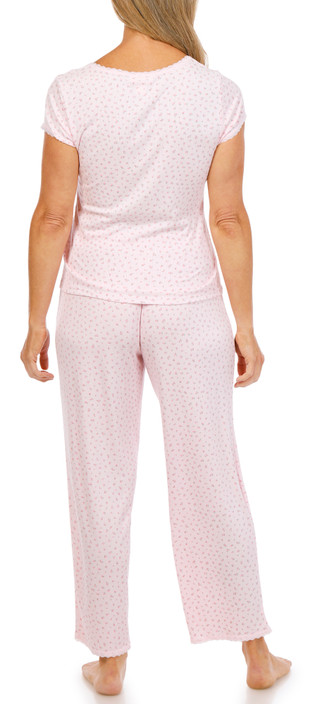 Thumbnail 2: Laura Ashley Women's Short Sleeve Wide Crop Pant Sleep Set 