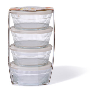 Thumbnail 1: Farberware 4-Piece 1 Cup Glass Bowl Set with Lids 
