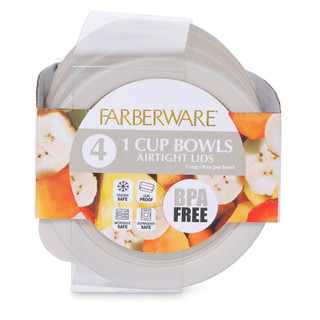 Thumbnail 3: Farberware 4-Piece 1 Cup Glass Bowl Set with Lids 