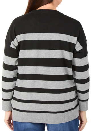 Thumbnail 1: MAGASCHONI Women's Plus Long Sleeve Stripe Sweater 