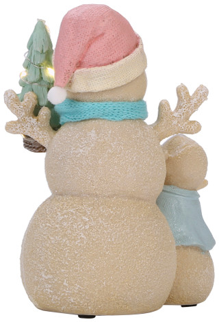 Thumbnail 2: Brighten the Season 7.7 In Resin Sand Christmas Coastal Snowmen LED Decor  