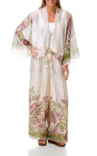 Thumbnail 1: BUNULU Women's Tie Front Kimono Top 