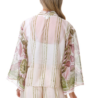 Thumbnail 2: BUNULU Women's Tie Front Kimono Top 