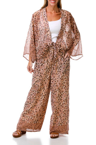 Thumbnail 3: BUNULU Women's Tie Front Kimono Top 