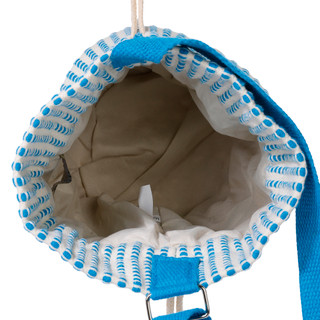 Thumbnail 3: Sun N' Sand Turquoise Canvas Straw Barrel Crossbody 