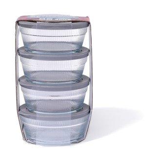 Thumbnail 1: Farberware 4-Piece 1 Cup Glass Storage Bowl Set with Lids 