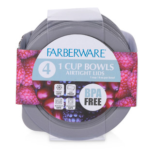 Thumbnail 2: Farberware 4-Piece 1 Cup Glass Storage Bowl Set with Lids 