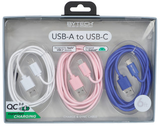 Thumbnail 1: BYTECH 3 Pk USB-A to USB-C Charge & Sync Cables 
