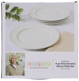 Thumbnail 1: Everyday By Martha Stewart 4 Pk Sommerville Fine Ceramic Dinner Plate Set  