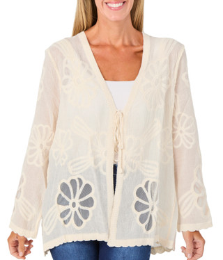 Thumbnail 3: LIV LOS ANGELES Women's Long Sleeve Tie Open Front Top 