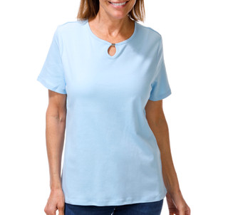 Thumbnail 1: Coral Bay Women's Short Sleeve Keyhole Neckline Top 