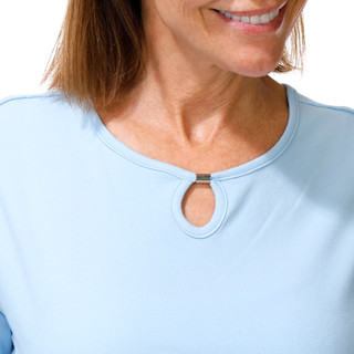 Thumbnail 2: Coral Bay Women's Short Sleeve Keyhole Neckline Top 