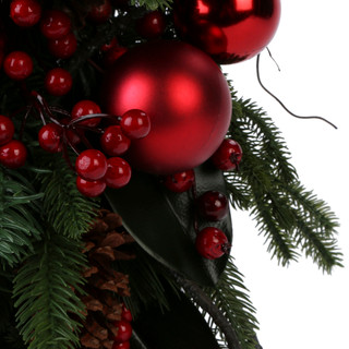 Thumbnail 1: Supreme Silk 30 In Berry Pinecone Magnolia Leaf Christmas Teardrop 
