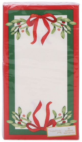 Thumbnail 2: Sugar Plum Party 32 Pk 4.25x8 3-Ply Cozy Christmas Party Paper Napkins  