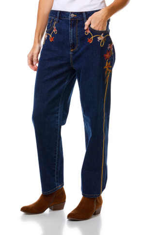 Thumbnail 3: Driftwood Women's Rory Lilies Lassos Embroidered Straight Leg Jeans  