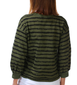Thumbnail 3: Democracy Women's Petite 3/4 Sleeve Striped Tie Hem Top 