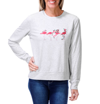 Thumbnail 1: Coral Bay Women's Long Sleeve Festive Christmas Flamingo Sweater 
