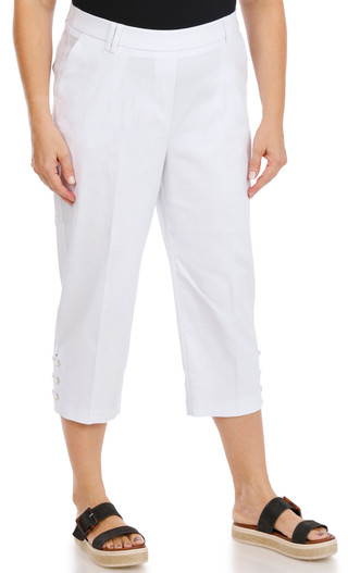 Thumbnail 3: Zac & Rachel Women's Plus Lace Up Grommet Pull On Capris 