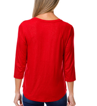 Thumbnail 2: Coral Bay Women's Petite Scoop Neck Christmas Tree Bling Tee 