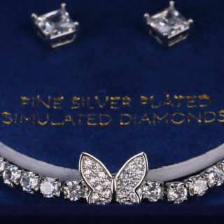 Thumbnail 2: Guiliana Butterfly CZ Adjustable Bracelet & Stud Earring Set 