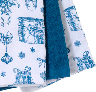 Thumbnail 2: Rockhill Home 3 Pk Christmas Twinkle Tidings Kitchen Towels  