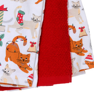 Thumbnail 1: Rockhill Home 3 Pk Christmas Yuletide Kitty Kitchen Towels  