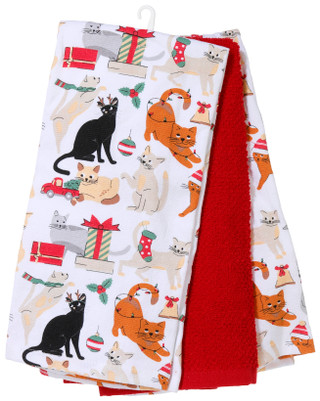 Thumbnail 2: Rockhill Home 3 Pk Christmas Yuletide Kitty Kitchen Towels  