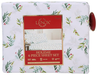 Thumbnail 1: Lenox Scallop Holly Holiday Sheet Set 