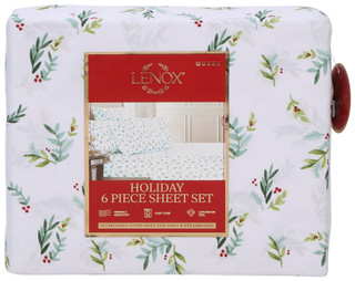 Thumbnail 4: Lenox Scallop Holly Holiday Sheet Set 