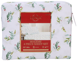 Thumbnail 7: Lenox Scallop Holly Holiday Sheet Set 