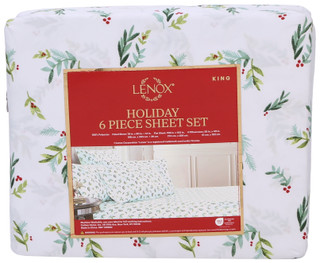 Thumbnail 11: Lenox Scallop Holly Holiday Sheet Set 