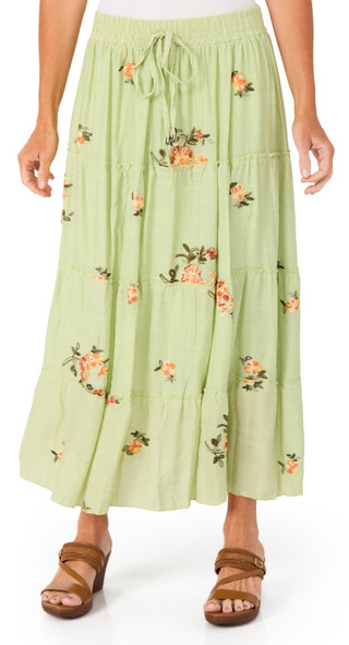 Thumbnail 2: Ana & Rose Women's Embroidered Tiered Maxi Skirt 