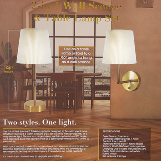Thumbnail 2: LUZE 2-in-1 Wall Sconce & Table Lamp Set 