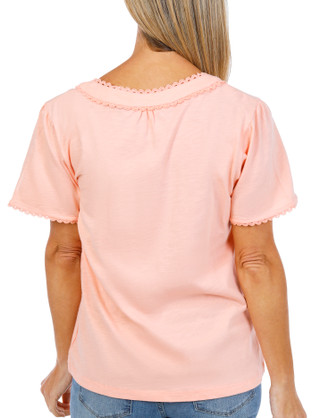 Thumbnail 1: Lands' End Women's Split Neck Trimmed Top 