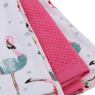 Thumbnail 1: Rockhill Home 3 Pk Merry Flamingos Christmas Kitchen Towels 