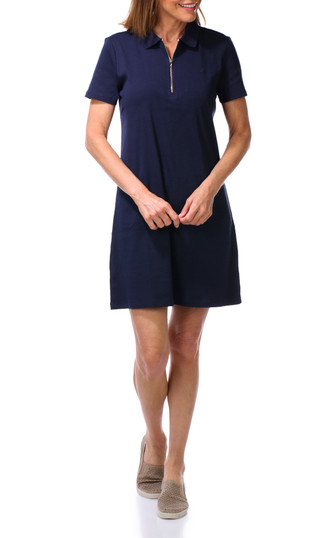 Thumbnail 1: Nautica Women's Short Sleeve Zip Polo Dress  
