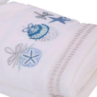Thumbnail 3: Caro Home 2 Pk Seaside Ornaments Embroidered Christmas Hand Towels 