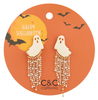 Thumbnail 2: C&C California Gold Tone Halloween Ghosts Drop Earrings 