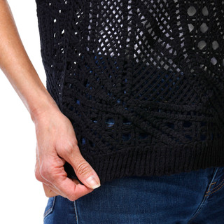 Thumbnail 4: DKNY Women's Short Sleeve Open Crochet Top 