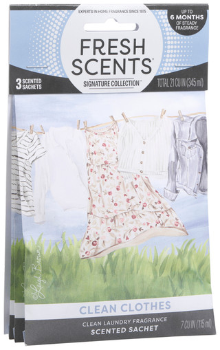 Thumbnail 1: FRESH SCENTS Clean Clothes Scented Sachet 3-Pack 
