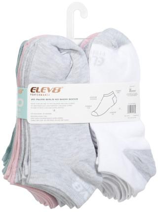 Thumbnail 2: Elev 8 Girls' 20-Pair Sport No Show Socks 