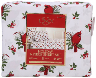Thumbnail 8: Lenox Winter Greetings Cardinal Holiday Sheet Set - 6 Piece 