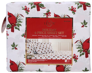 Thumbnail 9: Lenox Winter Greetings Cardinal Holiday Sheet Set - 6 Piece 