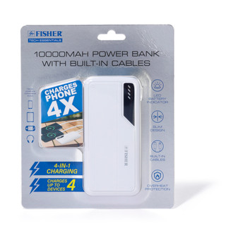 Thumbnail 1: Fisher 10K MAH 4-in-1 Power Bank with Built in Cables 